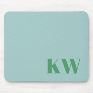 Modern Light Blue Monogram Initials Personalized Mouse Pad