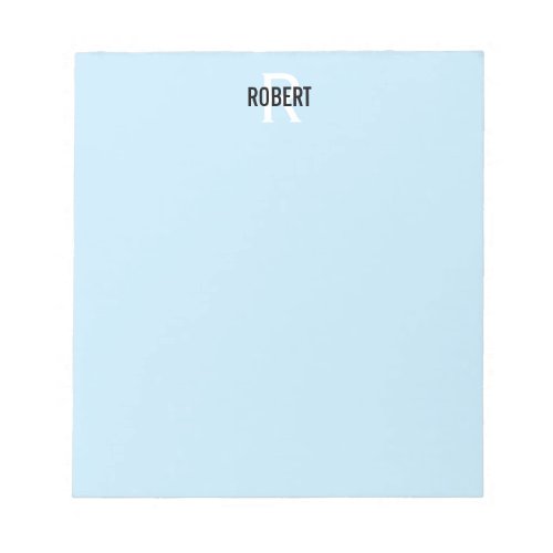 Modern light blue monogram name notepad