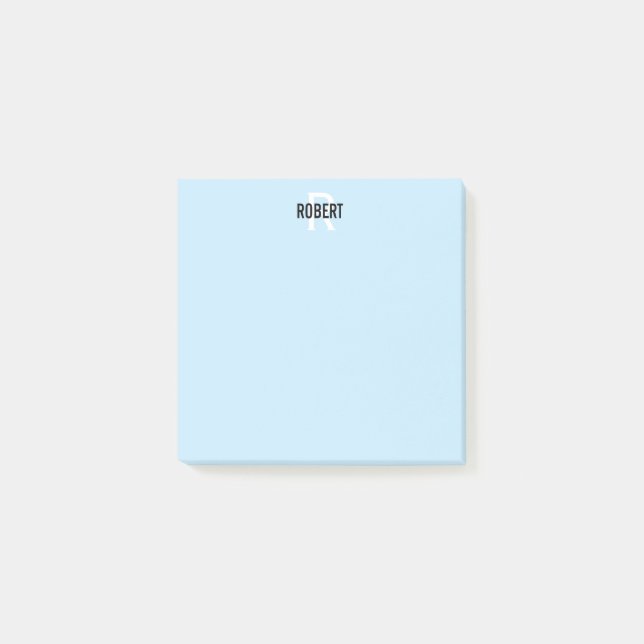 Modern light blue monogram name notes (Front)