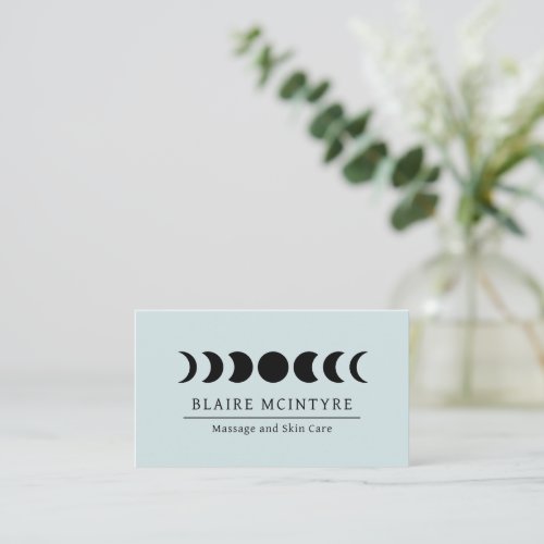 Modern Light Blue Moon Phases Elegant Business Card