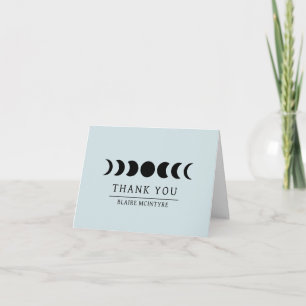 Modern Light Blue Moon Phases Elegant Letterpress Thank You Card