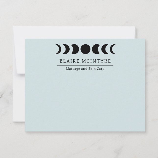 Modern Light Blue Moon Phases Elegant Note Card (Front)