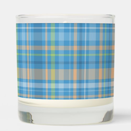  Modern Light Blue Plaid Pattern Scented Candle