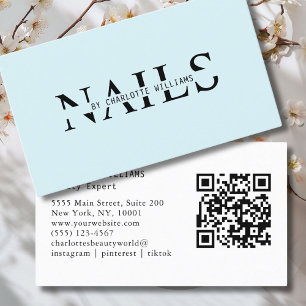 Modern, Light-Blue, QR Code Business Card