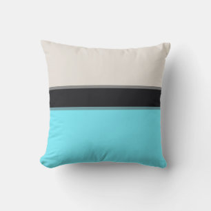 Modern Light Blue Silver Gray Black Stripes Outdoor Pillow