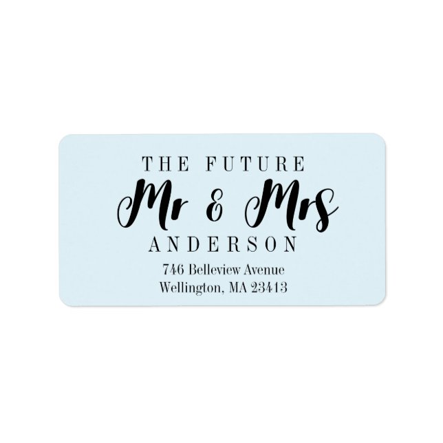 Modern Light Blue The Future Mr. and Mrs. Script Label (Front)