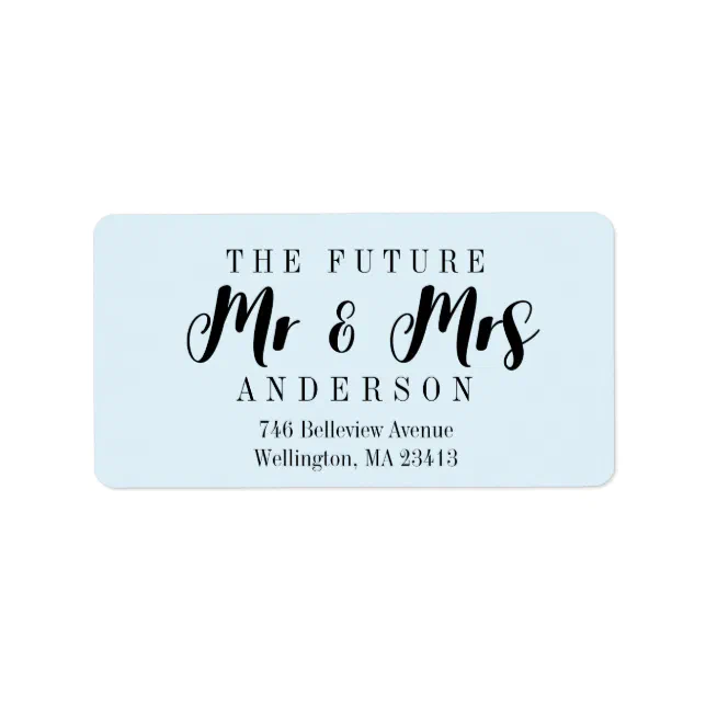 Modern Light Blue The Future Mr. and Mrs. Script Label | Zazzle