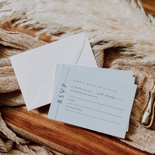 Modern Light Blue Wedding Invite RSVP Reply Card