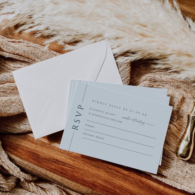 Modern Light Blue Wedding Invite RSVP Reply Card (Creator Uploaded)