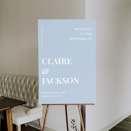 Modern Light Blue Wedding Welcome Foam Board