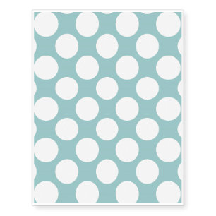 Modern Light Blue White Polka Dots Pattern Temporary Tattoos