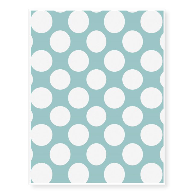 Modern Light Blue White Polka Dots Pattern Temporary Tattoos (Front)