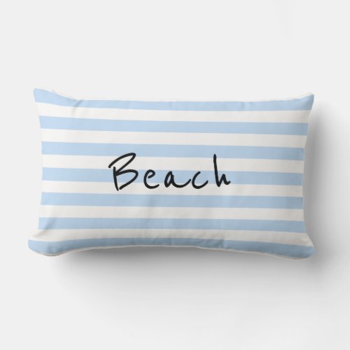 Modern light blue white stripes Beach ocean pillow