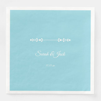Modern Light Blue & White Wedding Paper Dinner Napkins