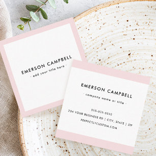Modern light blush pink border professional square business card