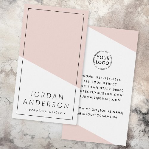 Modern light blush pink geometric business card