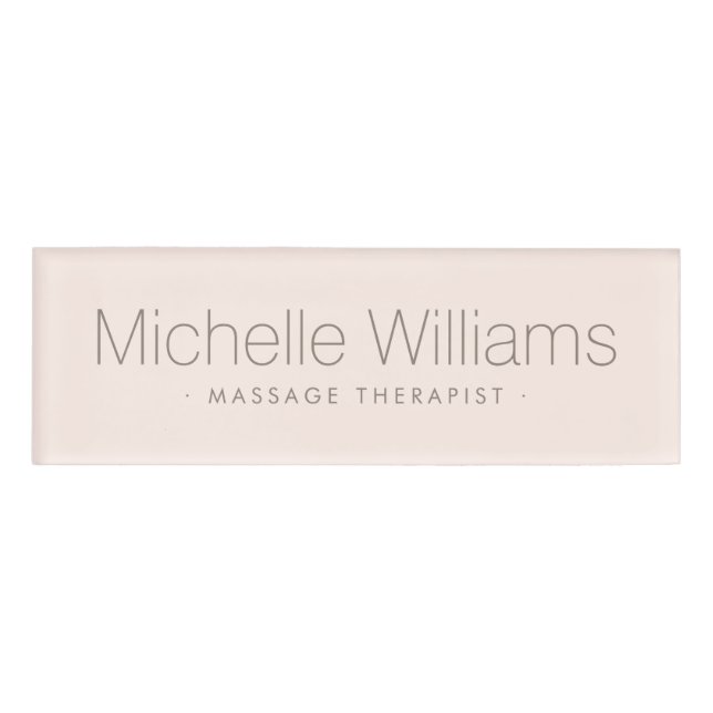 Modern light blush pink trendy minimal name tag (Front)