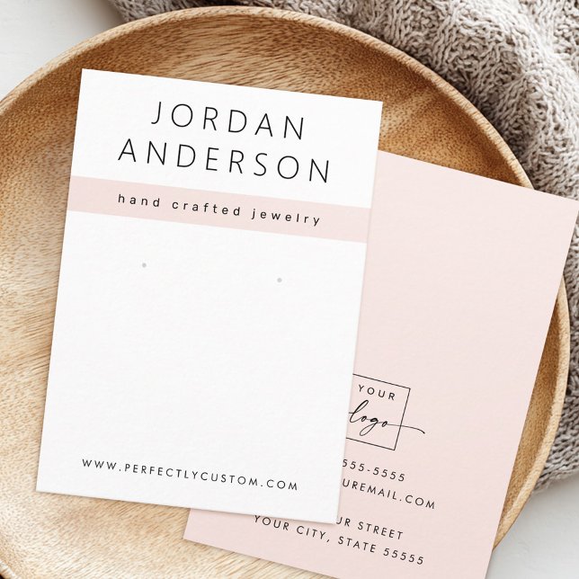 Modern light blush pink white earring display card (Modern light blush pink white earring display card)
