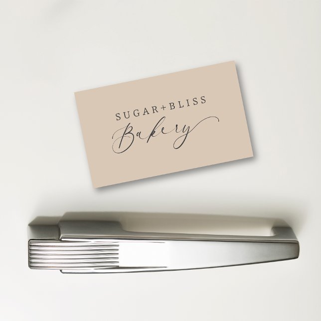 Modern Light Brown Handwritten Script Bakery Business Card Magnet (Creator Uploaded)