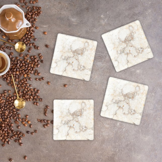 Modern Light Brown Marble Glass Coaster (Creator Uploaded)