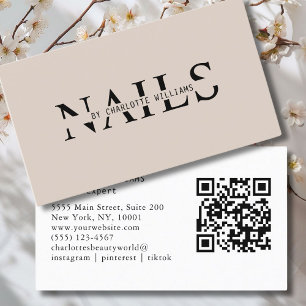 Modern, Light Brown, QR Code Business Card