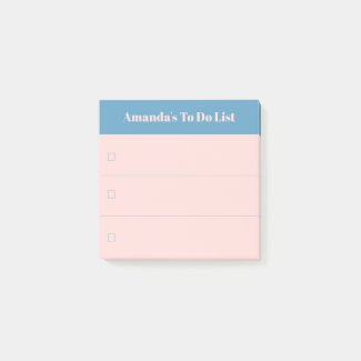Modern Light Coral Blue To Do List Custom Name Post-it Notes