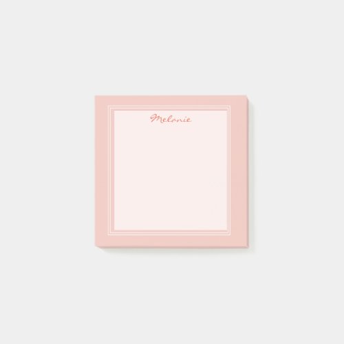 Modern Light Coral White Border Script Post_it Notes