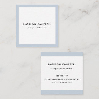 Modern light dusty blu border professional square business card