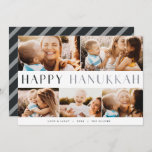 Modern Light | Elegant Hanukkah 5 Photo Collage Ho Holiday Card<br><div class="desc">Share the joy of Hanukkah with these colorful photo collage cards featuring 5 of your favorite landscape or horizontal oriented photos. "Happy Hanukkah" appears through the center in modern bicolor type,  with your family name,  custom greeting (shown with "love and light") and the year along the bottom.</div>