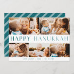 Modern Light | Elegant Hanukkah 5 Photo Collage Holiday Card<br><div class="desc">Share the joy of Hanukkah with these colorful photo collage cards featuring 5 of your favorite landscape or horizontal oriented photos. "Happy Hanukkah" appears through the center in modern bicolor type,  with your family name,  custom greeting (shown with "love and light") and the year along the bottom.</div>