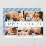 Modern Light | Elegant Hanukkah 5 Photo Collage Holiday Card<br><div class="desc">Share the joy of Hanukkah with these colorful photo collage cards featuring 5 of your favorite landscape or horizontal oriented photos. "Happy Hanukkah" appears through the center in modern bicolor type,  with your family name,  custom greeting (shown with "love and light") and the year along the bottom.</div>