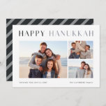 Modern Light | Elegant Hanukkah Photo Collage Holi Holiday Card<br><div class="desc">Share Hanukkah wishes with these simple and elegant photo collage cards,  featuring three of your favorite photos aligned in the center. "Happy Hanukkah" appears across the top in chic and modern lettering,  with a custom message and your family name along the bottom.</div>