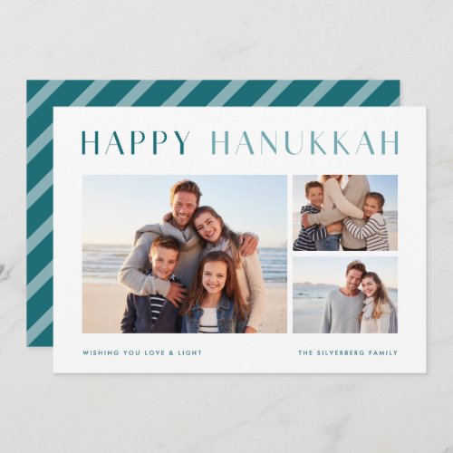 Modern Light  Elegant Hanukkah Photo Collage Holi Holiday Card