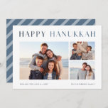 Modern Light | Elegant Hanukkah Photo Collage Holiday Card<br><div class="desc">Share Hanukkah wishes with these simple and elegant photo collage cards,  featuring three of your favorite photos aligned in the center. "Happy Hanukkah" appears across the top in chic and modern lettering,  with a custom message and your family name along the bottom.</div>