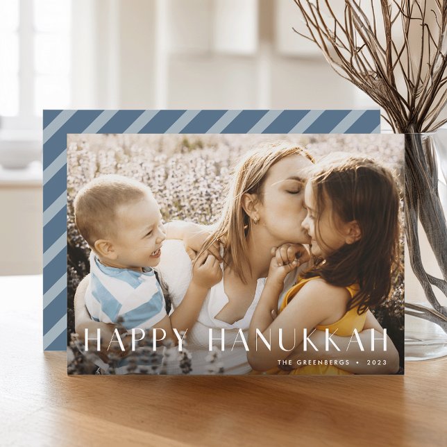Modern Light | Elegant Single Photo Hanukkah Holiday Card (Creator Uploaded)