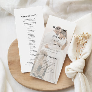 Modern Light Faded Transparent Photo Wedding Program