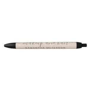 Modern light gold glitter blush ombre makeup name pen