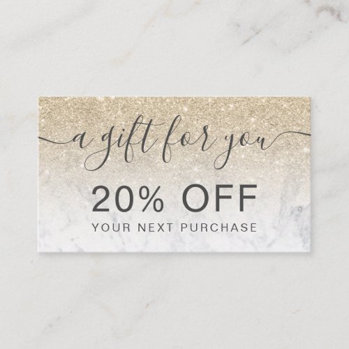 Modern light gold glitter marble ombre discount card