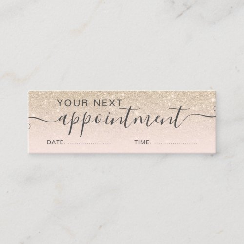 Modern light gold glitter ombre blush appointment mini business card