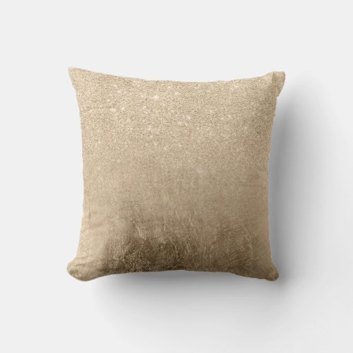 Modern light gold glitter ombre foil sparkles throw pillow