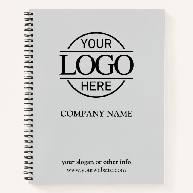 Modern Light Gray Business Corporate Company Logo Notebook (Front)