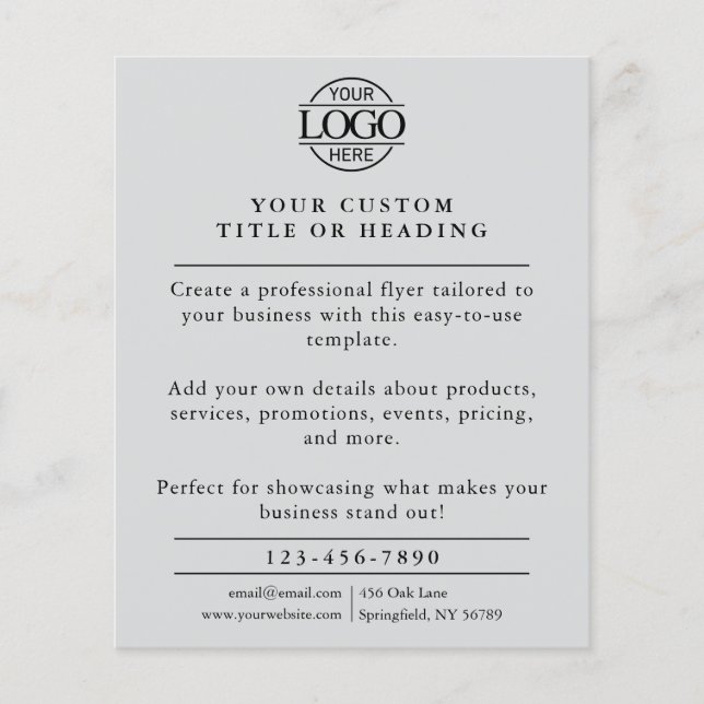 Modern Light Gray Business Logo Promotional Flyer (Front)