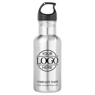 Modern Light Gray Corporate Company Business Logo Stainless Steel Water Bottle