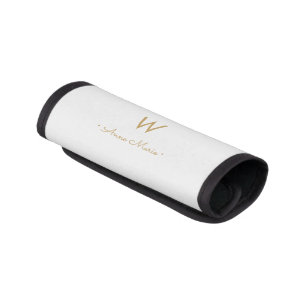 Modern Light Gray Gold Minimalist Monogram Luggage Handle Wrap