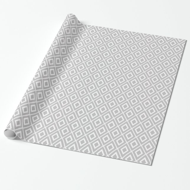 Modern Light Gray Ikat Pattern Wrapping Paper (Unrolled)