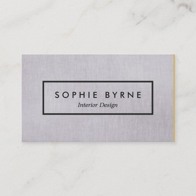 Modern Light Gray Linen LOOK Interior Designer Business Card (Front)