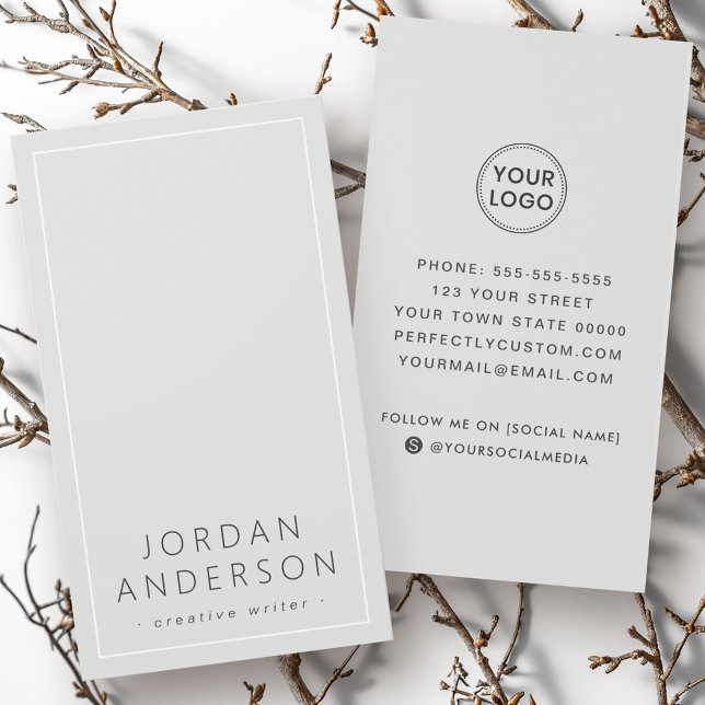 Modern light gray logo social media business cards (Modern light gray logo social media business cards)