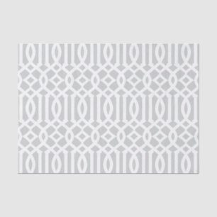 Modern Light Gray Moroccan Trellis Pattern Tissue Paper