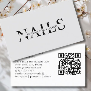 Modern, Light Gray, QR Code Business Card