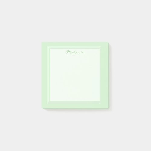 Modern Light Green White Border Script Post_it Notes